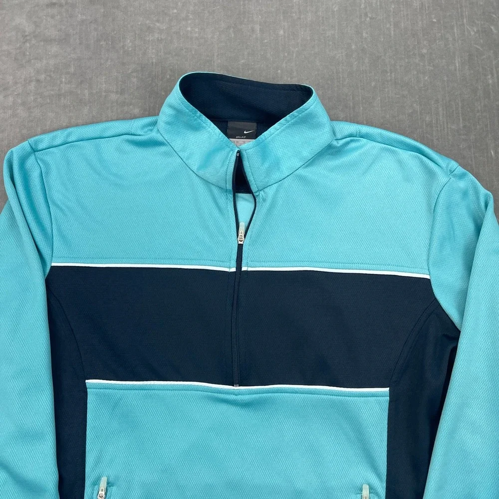 Nike Youth XL Turquoise Navy Blue Dri-FIT Quarter-Zip Pullover‎ Jacket